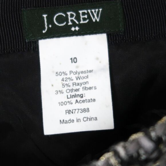 J.Crew Womens Wool Mini Skirt Size 10 Gray Black Gold Metallic Woven Holiday - Picture 3 of 7
